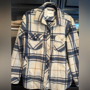 Thread & Supply Plaid Jacket in Navy and Cream